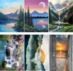 Landscape 6PCS Diamond Painting Kits for Adults Full Round Drill for Adults Beginner DIY Craft Gifts Home Wall Decoration 11.8x15.7 Inches