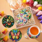 8 PCS Diamond Art Coasters Kit, Small Diamond Painting Coasters, Fall Butterfly Diamond Art Kits for Adults Beginners, Arts and Crafts Supplies Item Sets with Holder – Bild 7