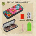 Flower Diamond Art Eyeglasses Case Kits for Adults Small Gem Art Paint by Diamonds Dots DIY for Beginner Women Suitable for Storing and Protecting Glasses - immagine 3