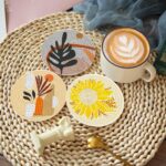 8Pack Landscape Diamond Painting Coaster with Holder 5D Diamond Art Kits for Adults Round Full Drill Beginners Gem Dots Craft Arts Supplies Party Home Decor Abstract - Gambar 5