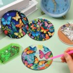 8 PCS Diamond Art Coasters Kit, Small Diamond Painting Coasters, Fall Butterfly Diamond Art Kits for Adults Beginners, Arts and Crafts Supplies Item Sets with Holder – Bild 5