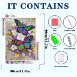Butterfly Style Diamond Painting Kits for Adults Full Round Drill for Adults Beginner DIY Craft Gifts Home Wall Decoration 11.8x15.7 Inches - Image 3