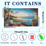 Landscape Large Diamond Painting Kits for Adults Easy DIY 5D Round Full Drill Diamond Dot Art and Craft for Beginners Home Wall Decor 27.5 X 15.7 Inches - Afbeelding 3