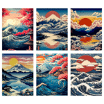 Landscape 6PCS Diamond Painting Kits for Adults Full Round Drill for Adults Beginner DIY Craft Gifts Home Wall Decoration 11.8x15.7 Inches