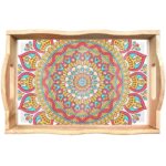 Diamond Art Kits for Adults Wooden Serving Trays with Handles, 5D Diamond Painting Big Gem Arts and Craft Gifts Trays Decor Gift Home Decor 7.8x11.8 Inches Mandala C
