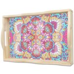 Diamond Art Kits for Adults Wooden Serving Trays with Handles, 5D Diamond Painting Big Gem Arts and Craft Gifts Trays Decor Gift Home Decor 9.8x13.8 Inches Mandala