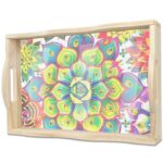 Diamond Art Kits for Adults Wooden Serving Trays with Handles, 5D Diamond Painting Big Gem Arts and Craft Gifts Trays Decor Gift Home Decor 9.8x13.8 Inches Succulence B