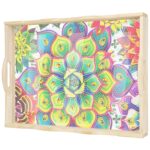 Diamond Art Kits for Adults Wooden Serving Trays with Handles, 5D Diamond Painting Big Gem Arts and Craft Gifts Trays Decor Gift Home Decor 12.2x16.1 Inches Succulence B