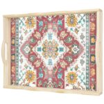 Diamond Art Kits for Adults Wooden Serving Trays with Handles, 5D Diamond Painting Big Gem Arts and Craft Gifts Trays Decor Gift Home Decor 12.2x16.1 Inches Bohemia A