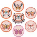 6 PCS Diamond Painting Art Coasters Set with Holder - Small Diamond Painting Coasters Kit for Beginners and Adults Butterfly