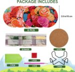 6 PCS Diamond Painting Art Coasters Set with Holder - Small Diamond Painting Coasters Kit for Beginners and Adults Flower — изображение 2