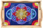 Diamond Art Kits for Adults Wooden Serving Trays with Handles, 5D Diamond Painting Big Gem Arts and Craft Gifts Trays Decor Gift Home Decor 7.8x11.8 Inches Mandala G