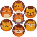 6 PCS Diamond Painting Coaster Set - Small Diamond Painting Coasters Kit for Beginners and Adults - Art Craft Supplies Item Cat