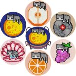 6 PCS Small Diamond Art Coasters Kits, Diamond Painting Coasters, Fall Diamond Art Kits for Adults Beginners, Arts and Crafts Item Sets with Holder for Drinks. Cat