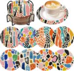 8 PCS Abstract Diamond Art Coasters Kit, Small Diamond Painting Coasters, Fall Diamond Art Kits for Adults Beginners, Arts and Crafts Supplies Item Sets with Holder