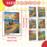 Landscape 6PCS Diamond Painting Kits for Adults Full Round Drill for Adults Beginner DIY Craft Gifts Home Wall Decoration 11.8x15.7 Inches - obrazek 2
