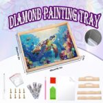 Diamond Art Kits for Adults Wooden Serving Trays with Handles, 5D Diamond Painting Big Gem Arts and Craft Gifts Trays Decor Gift Home Decor 12.2x16.1 Inches Turtle A - Image 2