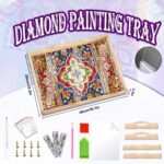 Diamond Art Kits for Adults Wooden Serving Trays with Handles, 5D Diamond Painting Big Gem Arts and Craft Gifts Trays Decor Gift Home Decor 12.2x16.1 Inches Bohemia B - Afbeelding 2