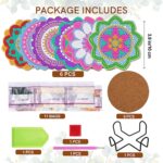 6 PCS Mandala Diamond Painting Coaster Set - Small Diamond Painting Coasters Kit for Beginners and Adults - Art Craft Supplies Item - Image 2