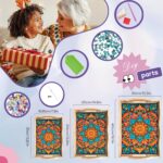 Diamond Art Kits for Adults Wooden Serving Trays with Handles, 5D Diamond Painting Big Gem Arts and Craft Gifts Trays Decor Gift Home Decor 9.8x13.8 Inches Mandala E — изображение 2