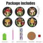 6 PCS Diamond Art Coasters Kits, Small Diamond Painting Coasters, Fall Diamond Art Kits for Adults Beginners, Arts and Crafts Supplies Item Sets Not with Holder Mushroom Style - Image 2