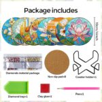 8 PCS Small Diamond Art Coasters Kits, Diamond Painting Coasters, Fall Diamond Art Kits for Adults Beginners, Arts and Crafts Item Sets with Holder for Drinks Flower Style - Gambar 2