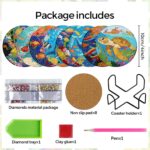 8 PCS Small Diamond Art Coasters Kits, Diamond Painting Coasters, Fall Diamond Art Kits for Adults Beginners, Arts and Crafts Item Sets with Holder for Drinks Ocean Style - Afbeelding 2