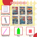 Landscape 6PCS Diamond Painting Kits for Adults Full Round Drill for Adults Beginner DIY Craft Gifts Home Wall Decoration 11.8x15.7 Inches — изображение 3