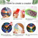 6 PCS Small Diamond Art Coasters Kits, Diamond Painting Coasters, Fall Diamond Art Kits for Adults Beginners, Arts and Crafts Item Sets with Holder for Drinks. Round Style - Imagen 3