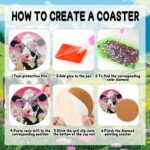 8 PCS Diamond Art Coasters Kit, 5D Diamond Painting Coasters with Holder, Fall Small Diamond Art Kits for Adults Beginners, Diamond Dots Arts and Crafts Supplies Cow - Gambar 3