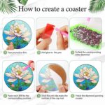 8 PCS Small Diamond Art Coasters Kits, Diamond Painting Coasters, Fall Diamond Art Kits for Adults Beginners, Arts and Crafts Item Sets with Holder for Drinks Flower Style - Gambar 3