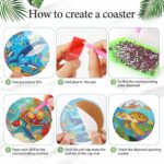8 PCS Small Diamond Art Coasters Kits, Diamond Painting Coasters, Fall Diamond Art Kits for Adults Beginners, Arts and Crafts Item Sets with Holder for Drinks Ocean Style - Afbeelding 3