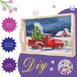 Diamond Art Kits for Adults Wooden Serving Trays with Handles, 5D Diamond Painting Big Gem Arts and Craft Gifts Trays Decor Gift Home Decor 9.8x13.8 Inches Red Truck A - obrazek 4