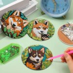 6 PCS Diamond Painting Art Coasters Set with Holder - Small Diamond Painting Coasters Kit for Beginners and Adults Dog - Image 7