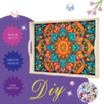 Diamond Art Kits for Adults Wooden Serving Trays with Handles, 5D Diamond Painting Big Gem Arts and Craft Gifts Trays Decor Gift Home Decor 12.2x16.1 Inches Mandala E - Image 3