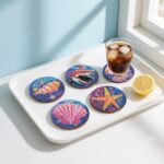 8 PCS Diamond Art Coasters Kit, 5D Diamond Painting Coasters with Holder, Fall Small Diamond Art Kits for Adults Beginners, Diamond Dots Arts and Crafts Supplies Ocean - Image 7