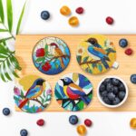 8 PCS Small Diamond Art Coasters Kits, Diamond Painting Coasters, Fall Diamond Art Kits for Adults Beginners, Arts and Crafts Item Sets with Holder for Drinks Bird Style - Image 5