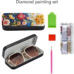 Flower Diamond Art Eyeglasses Case Kits for Adults Small Gem Art Paint by Diamonds Dots DIY for Beginner Women Suitable for Storing and Protecting Glasses - Imagen 4