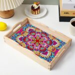 Diamond Art Kits for Adults Wooden Serving Trays with Handles, 5D Diamond Painting Big Gem Arts and Craft Gifts Trays Decor Gift Home Decor 9.8x13.8 Inches Mandala - Imagen 6