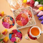 6 PCS Diamond Painting Art Coasters Set with Holder - Small Diamond Painting Coasters Kit for Beginners and Adults Flower — изображение 4