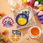6 PCS Small Diamond Art Coasters Kits, Diamond Painting Coasters, Fall Diamond Art Kits for Adults Beginners, Arts and Crafts Item Sets with Holder for Drinks. Cat - Image 6