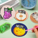 8 PCS Small Diamond Art Coasters Kits, Diamond Painting Coasters, Fall Diamond Art Kits for Adults Beginners, Arts and Crafts Item Sets with Holder for Drinks Cat Style — изображение 7