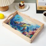 Diamond Art Kits for Adults Wooden Serving Trays with Handles, 5D Diamond Painting Big Gem Arts and Craft Gifts Trays Decor Gift Home Decor 9.8x13.8 Inches Turtle A - Afbeelding 6