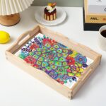 Diamond Art Kits for Adults Wooden Serving Trays with Handles, 5D Diamond Painting Big Gem Arts and Craft Gifts Trays Decor Gift Home Decor 7.8x11.8 Inches Succulence A - Gambar 7