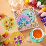 8 PCS Flower Diamond Art Coasters Kit, Small Diamond Painting Coasters, Fall Diamond Art Kits for Adults Beginners, Arts and Crafts Supplies Item Sets with Holder - immagine 5