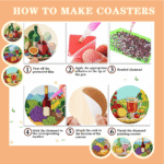 Diamond Art Coasters Set of 6, Small Diamond Painting Kits for Adults Beginners Women, Funny Arts Supplies for Kitchen Decor Grape - obrazek 6