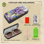 Flower Diamond Art Eyeglasses Case Kits for Adults Small Gem Art Paint by Diamonds Dots DIY for Beginner Women Suitable for Storing and Protecting Glasses - Gambar 4
