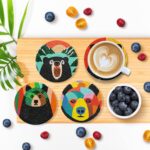 6 PCS Small Diamond Art Coasters Kits, Diamond Painting, Fall Diamond Art Kits for Adults Beginners, Arts and Crafts Item Sets with Holder for Drinks Bruin – Image 4