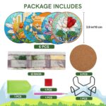 6 PCS Small Diamond Art Coasters Kits, Diamond Painting Coasters, Fall Diamond Art Kits for Adults Beginners, Arts and Crafts Item Sets with Holder for Drinks. Flowers – Image 2