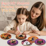 6 PCS 5D Diamond Painting Coasters Kits with Holder, Small Diamond Art Kits for Adults Beginners Diamond Dots Arts and Crafts Gems Supplies Item Halloween Decorations - Image 6